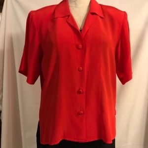 Vintage Doncaster Silk camp shirt, bright red, size XSm